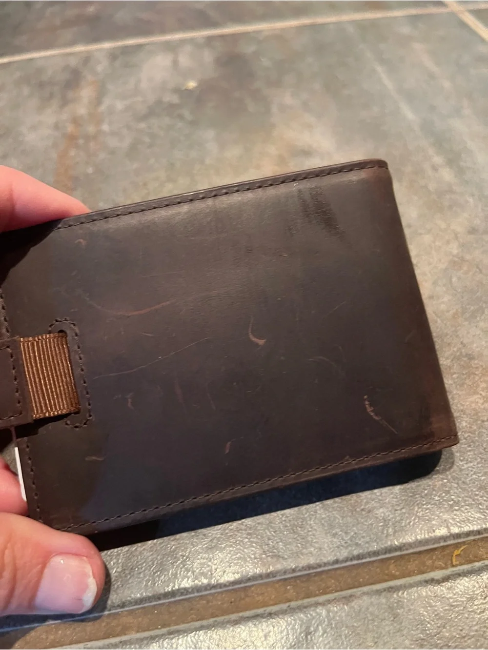 Serman Brands Leather Men's Bifold Card Wallet in Dark Brown- NWT with markings